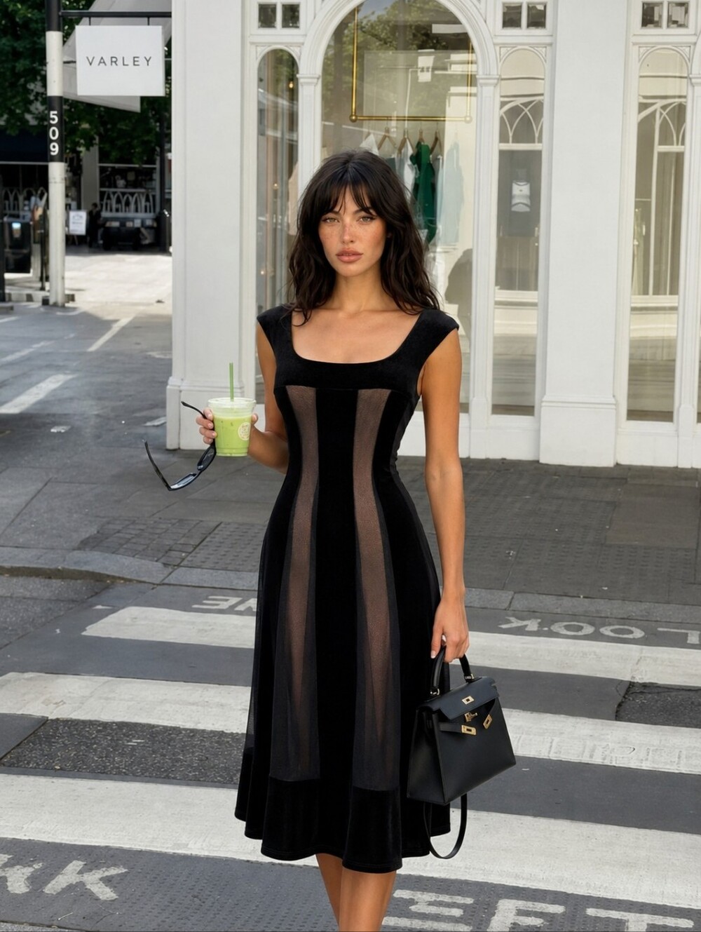 Y2K Connected Velvet Mesh Mini Dress Size 6 Black Gold (y) - Picture 1 of 11